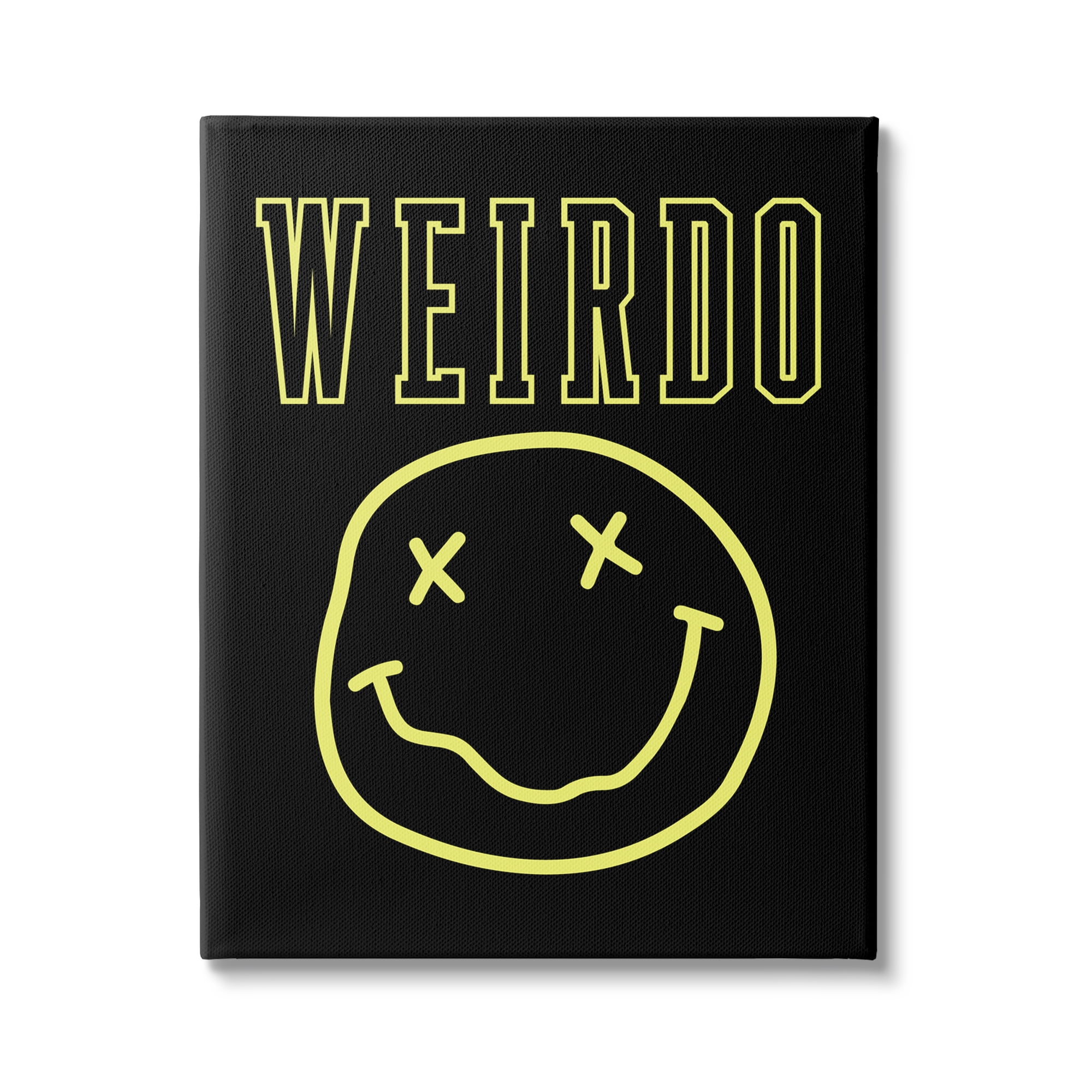 Stupell Industries Weirdo Phrase with Smiley Abstract Painting Gallery Wrapped Canvas Art Print Wall Art, 24 x 30