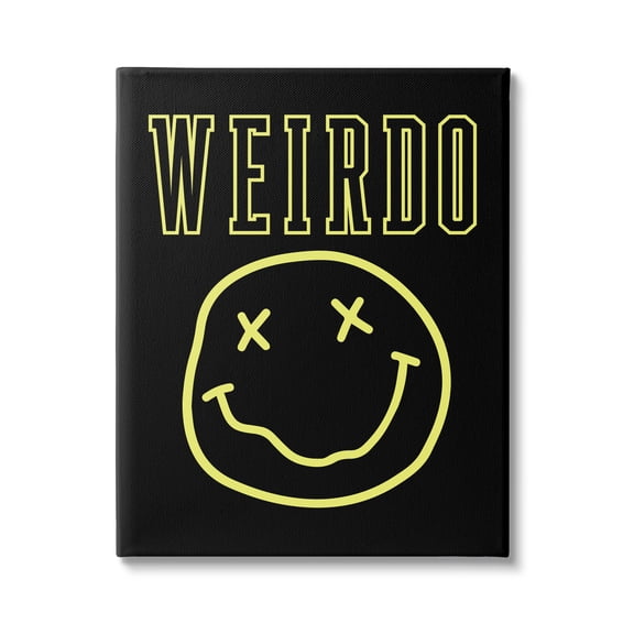 Stupell Industries Weirdo Phrase with Smiley Abstract Painting Gallery Wrapped Canvas Art Print Wall Art, 30 x 40