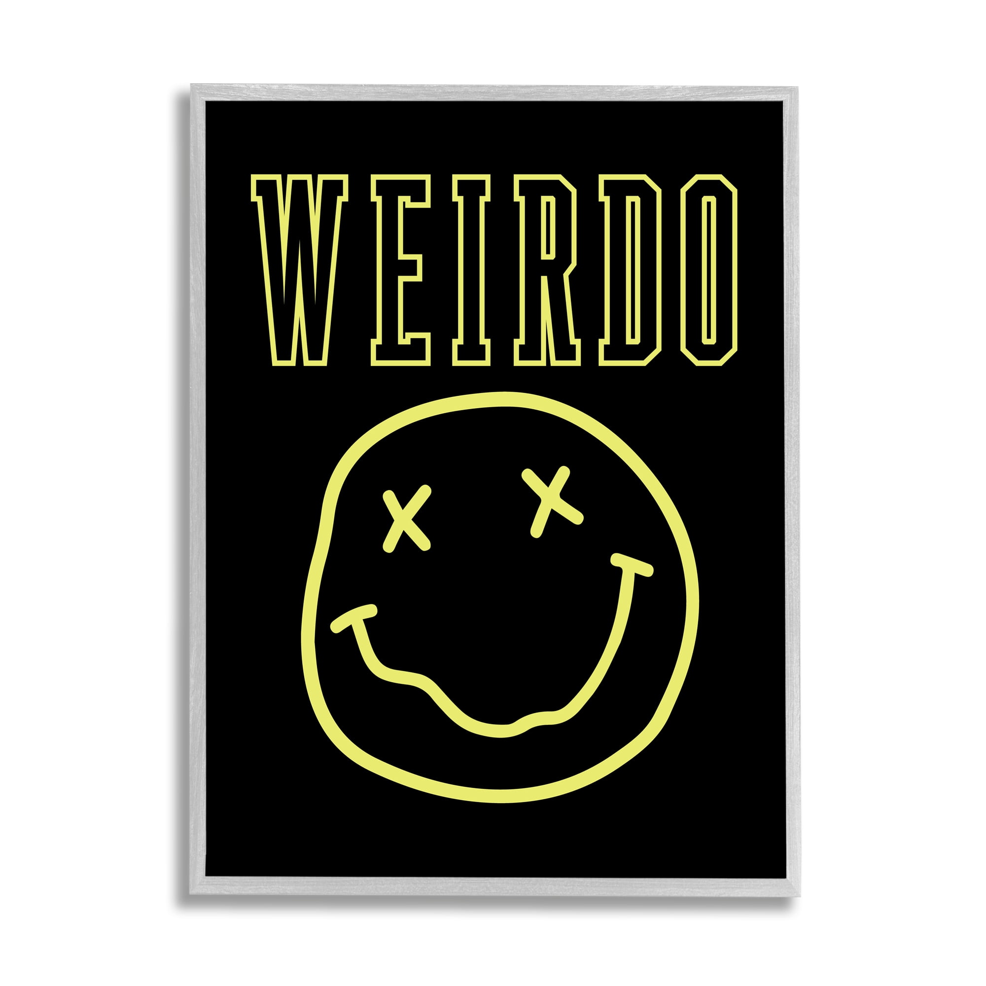 Stupell Industries Weirdo Phrase with Smiley Abstract Painting Gray Framed Art Print Wall Art, 11 x 14