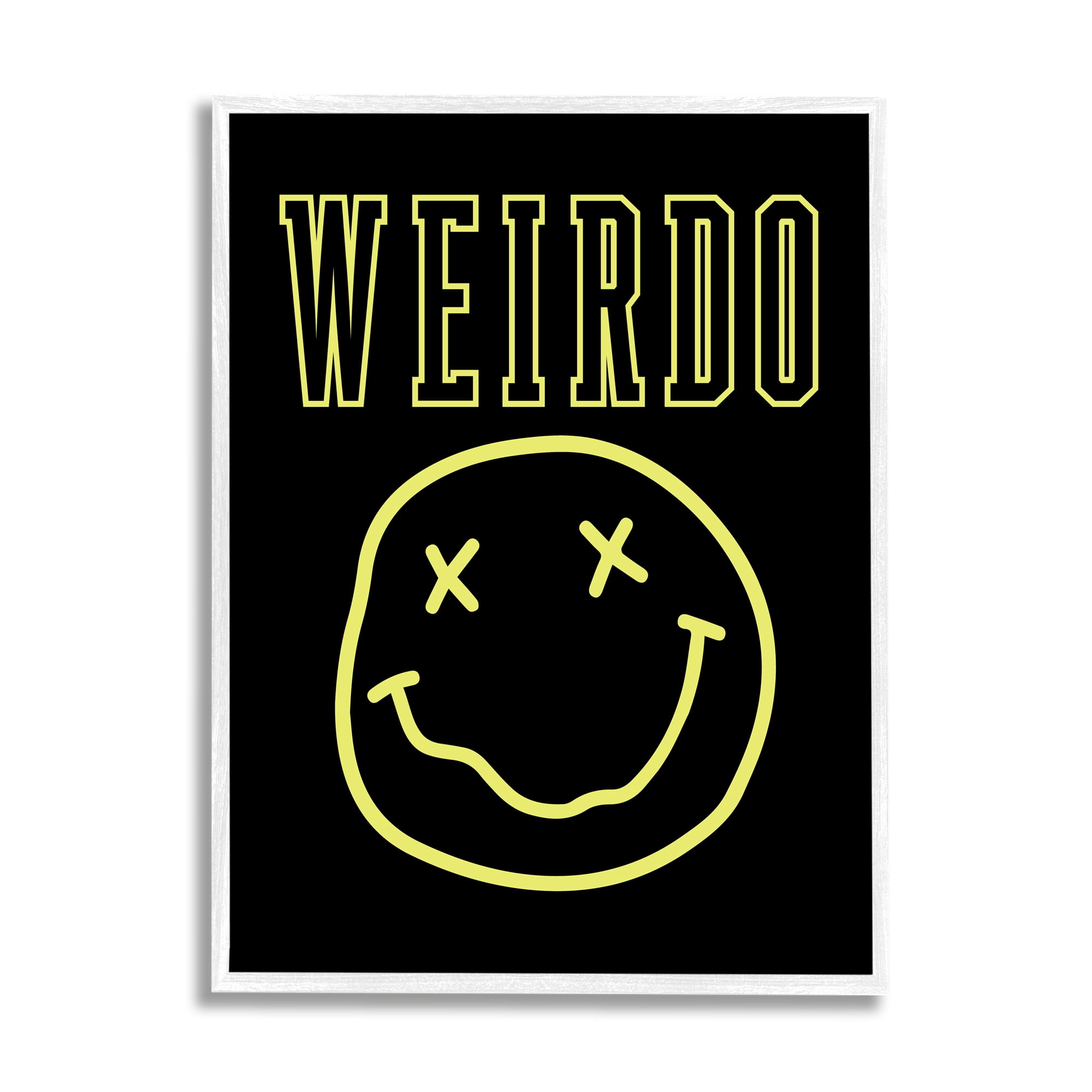 Stupell Industries Weirdo Phrase with Smiley Abstract Painting White Framed Art Print Wall Art, 24 x 30