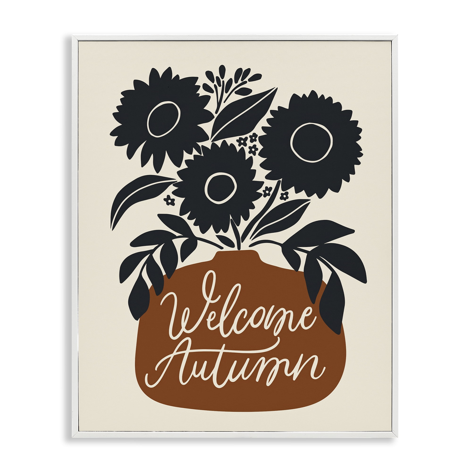 Stupell Industries Welcome Autumn Earthy Blooms Plants & Flowers Painting White Framed Art Print Wall Art, 11 x 14