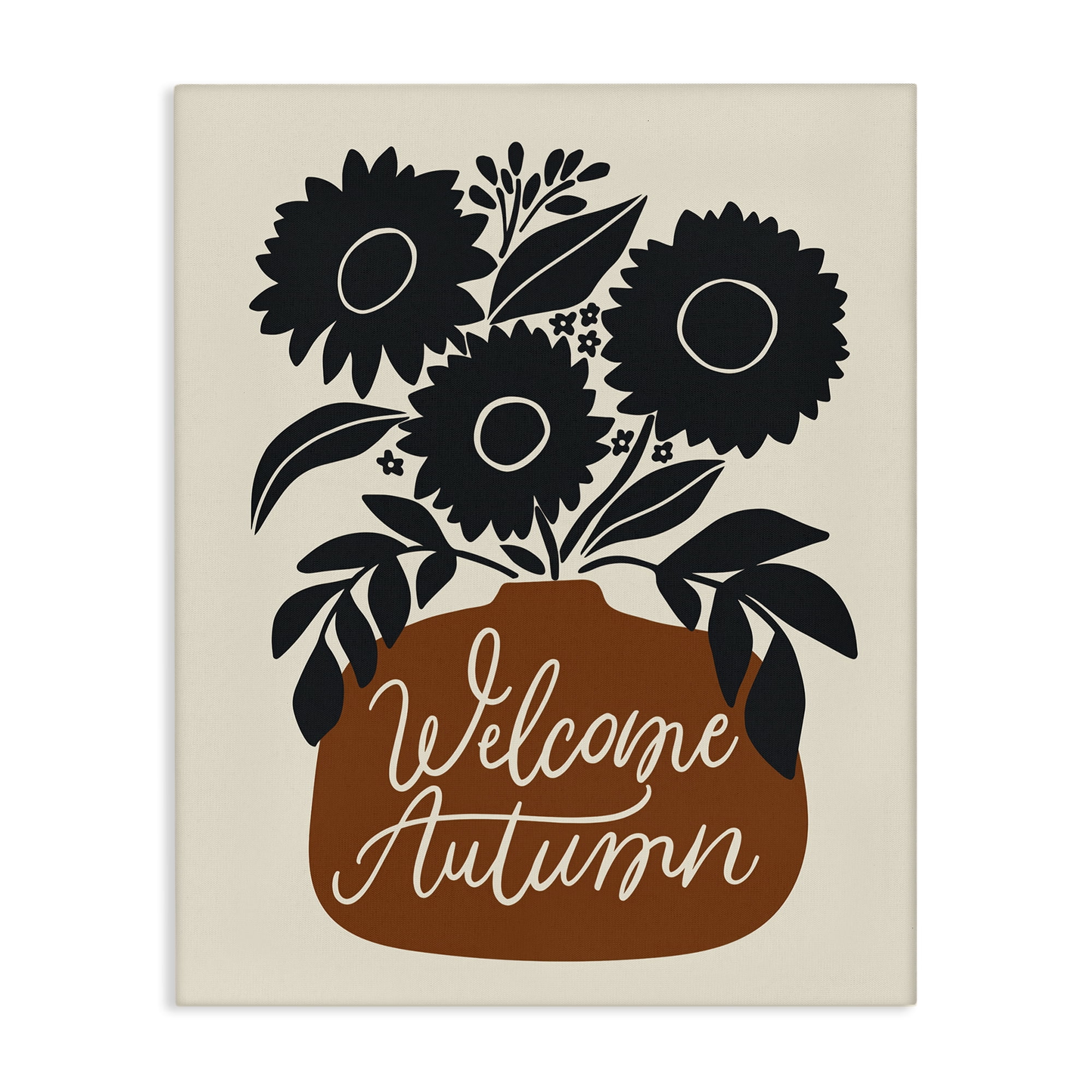 Stupell Industries Welcome Autumn Earthy Blooms Plants & Flowers Painting Wrapped Canvas Art Print Wall Art, 16 x 20