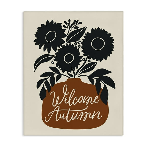 Stupell Industries Welcome Autumn Earthy Blooms Plants & Flowers Painting Wrapped Canvas Art Print Wall Art, 30 x 40