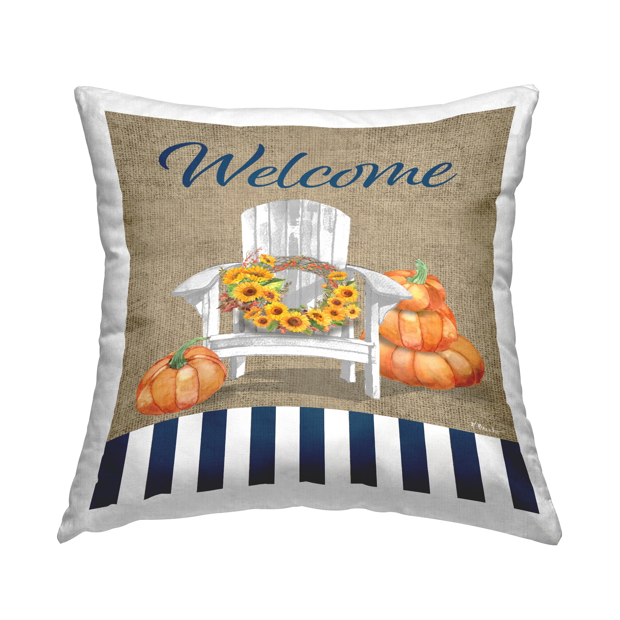 Stupell Industries Welcome Autumn Pattern Decorative Printed Throw Pillow, 18 x 18