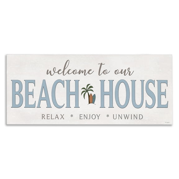 Stupell Industries Welcome Beach House Greeting Canvas Wall Art, design by Seven Trees Design
