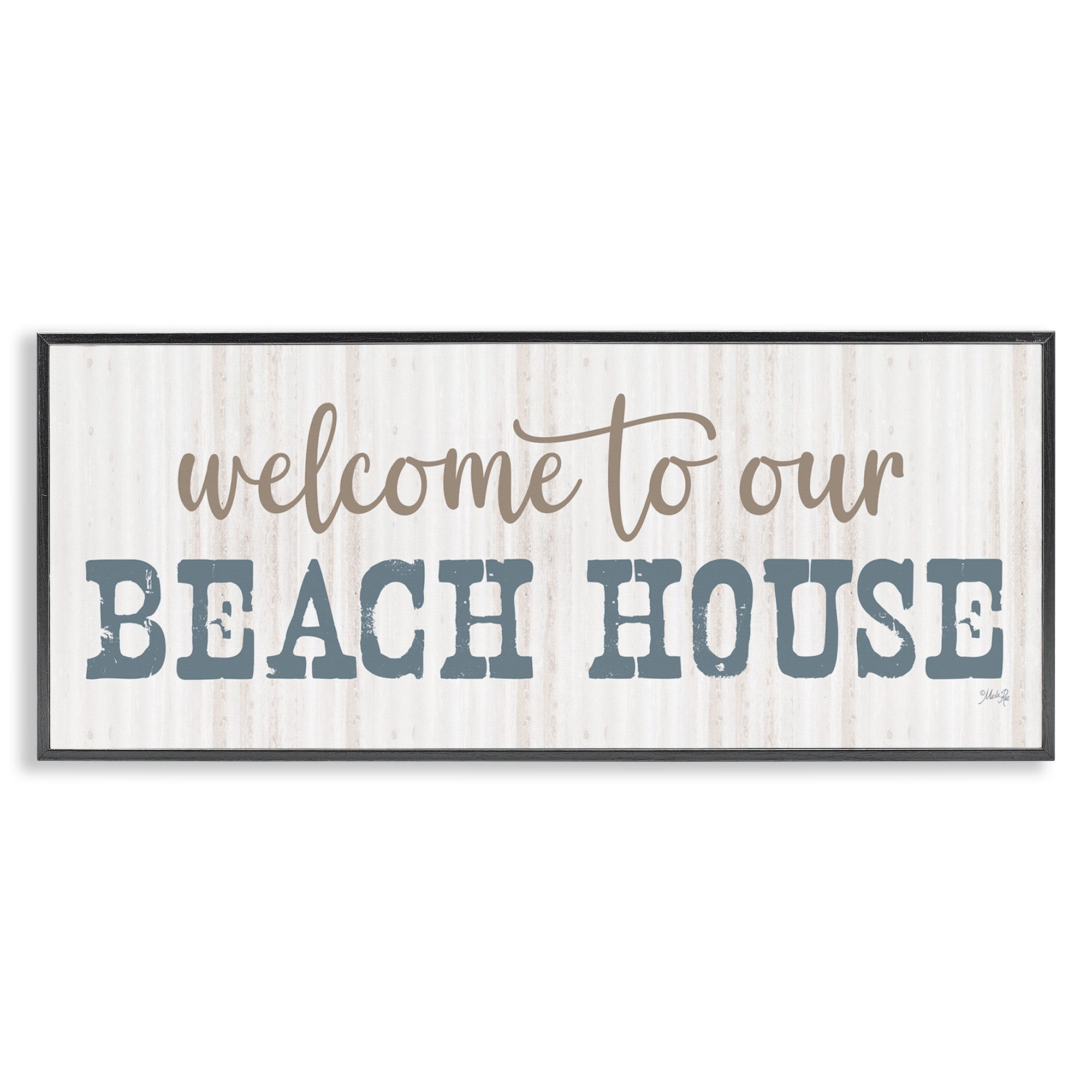 Stupell Industries Welcome Beach House Typography Painting Black Framed Art Print Wall Art, 24 x 10