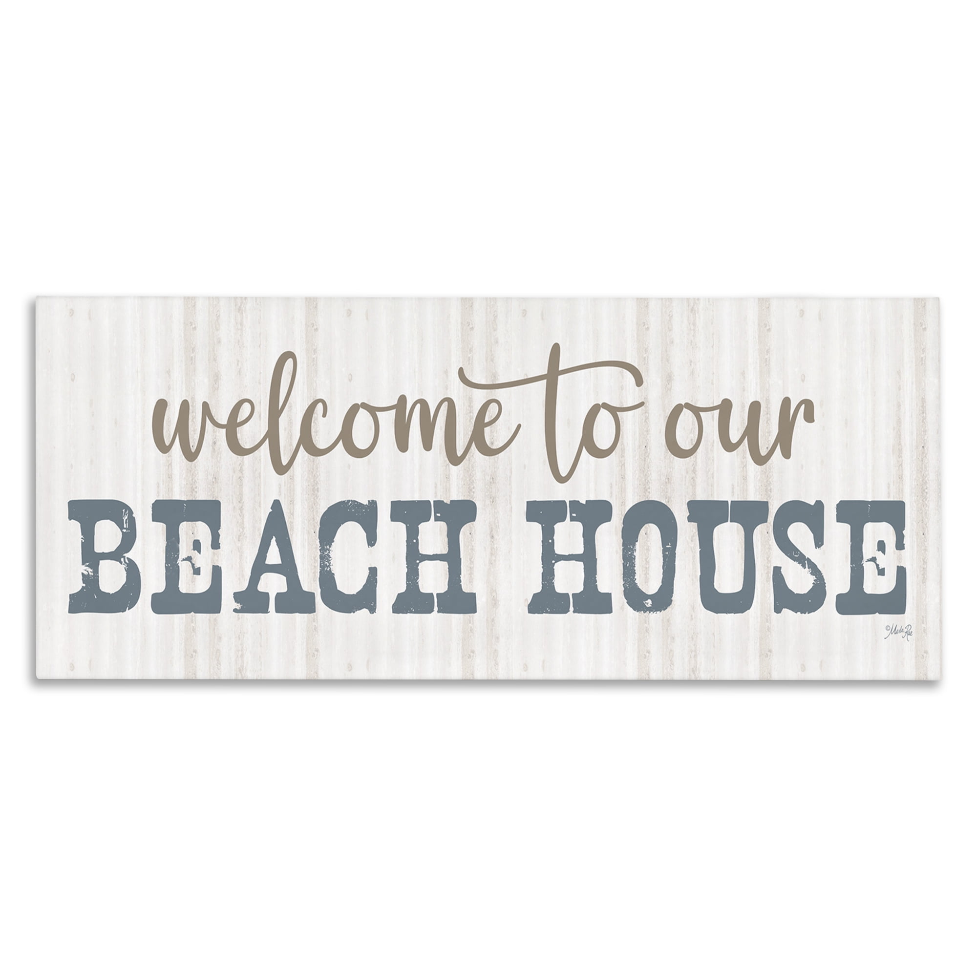 Stupell Industries Welcome Beach House Typography Painting Gallery Wrapped Canvas Art Print Wall Art, 40 x 17