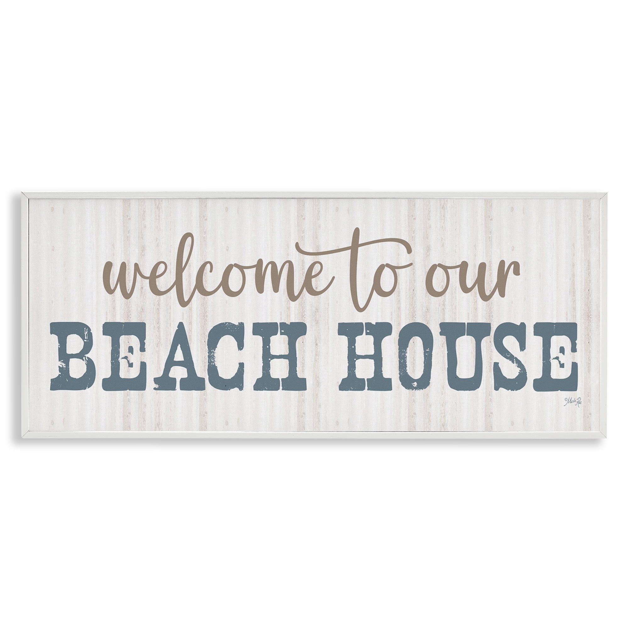 Stupell Industries Welcome Beach House Typography Painting White Framed Art Print Wall Art, 30 x 13