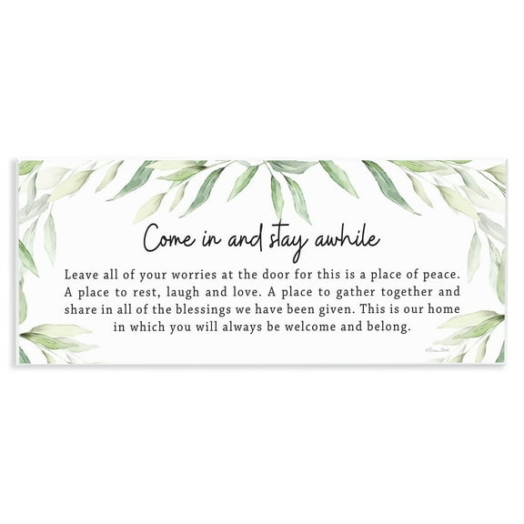 Stupell Industries Welcome & Belong Sentiment Plants & Flowers Painting Unframed Art Print Wall Art, 17 x 7