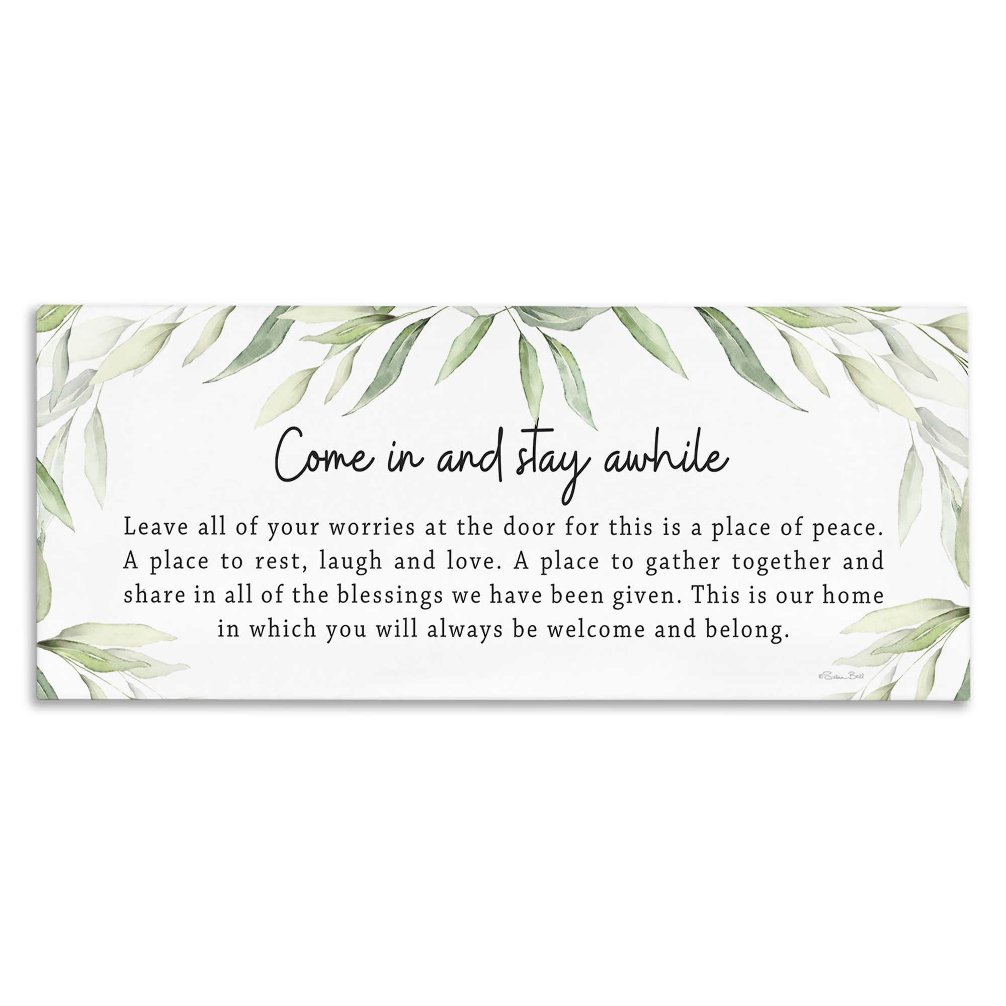 Stupell Industries Welcome & Belong Sentiment Plants & Flowers Painting Wrapped Canvas Art Print Wall Art, 48 x 20