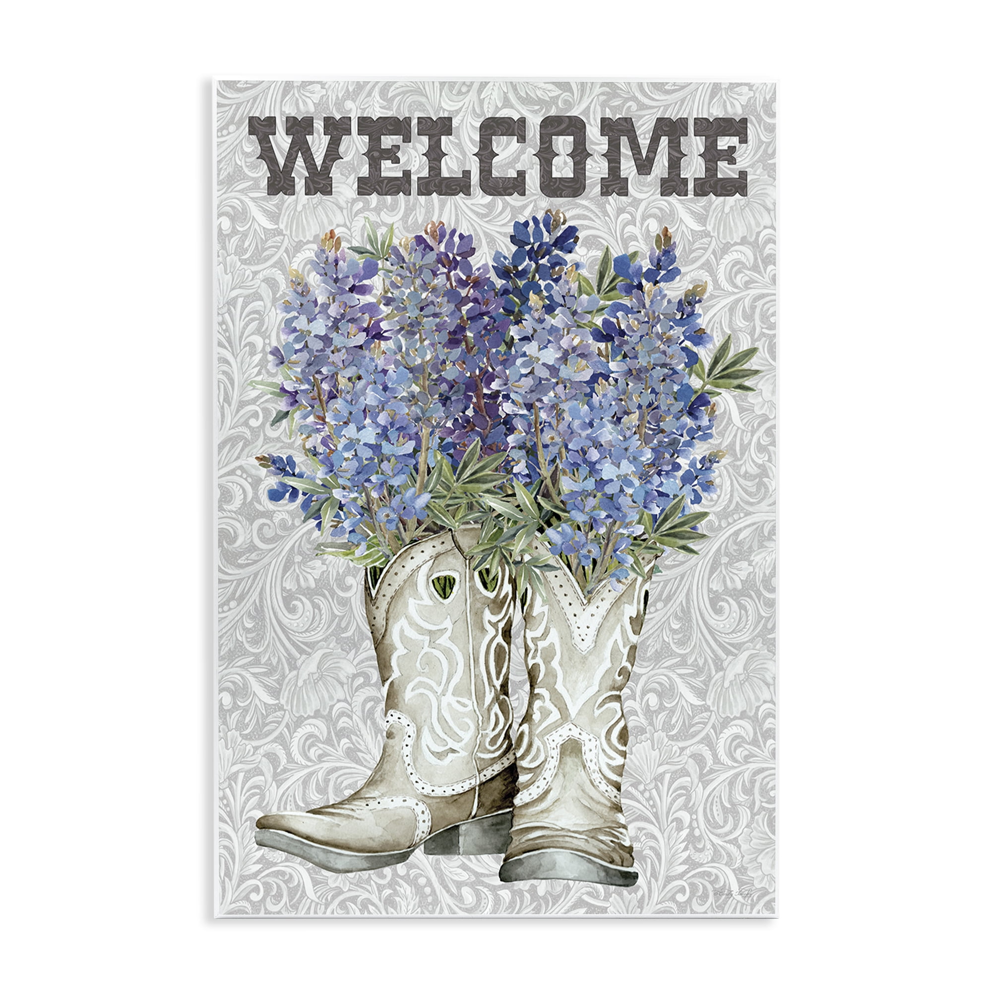 Stupell Industries Welcome Bluebonnet on Paisley Wall Plaque Art, design by Cindy Jacobs