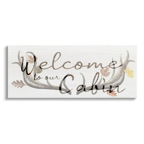 Stupell Industries Welcome Cabin Deer Antlers Graphic Art Gallery Wrapped Canvas Print Wall Art, Design by Lil' Rue