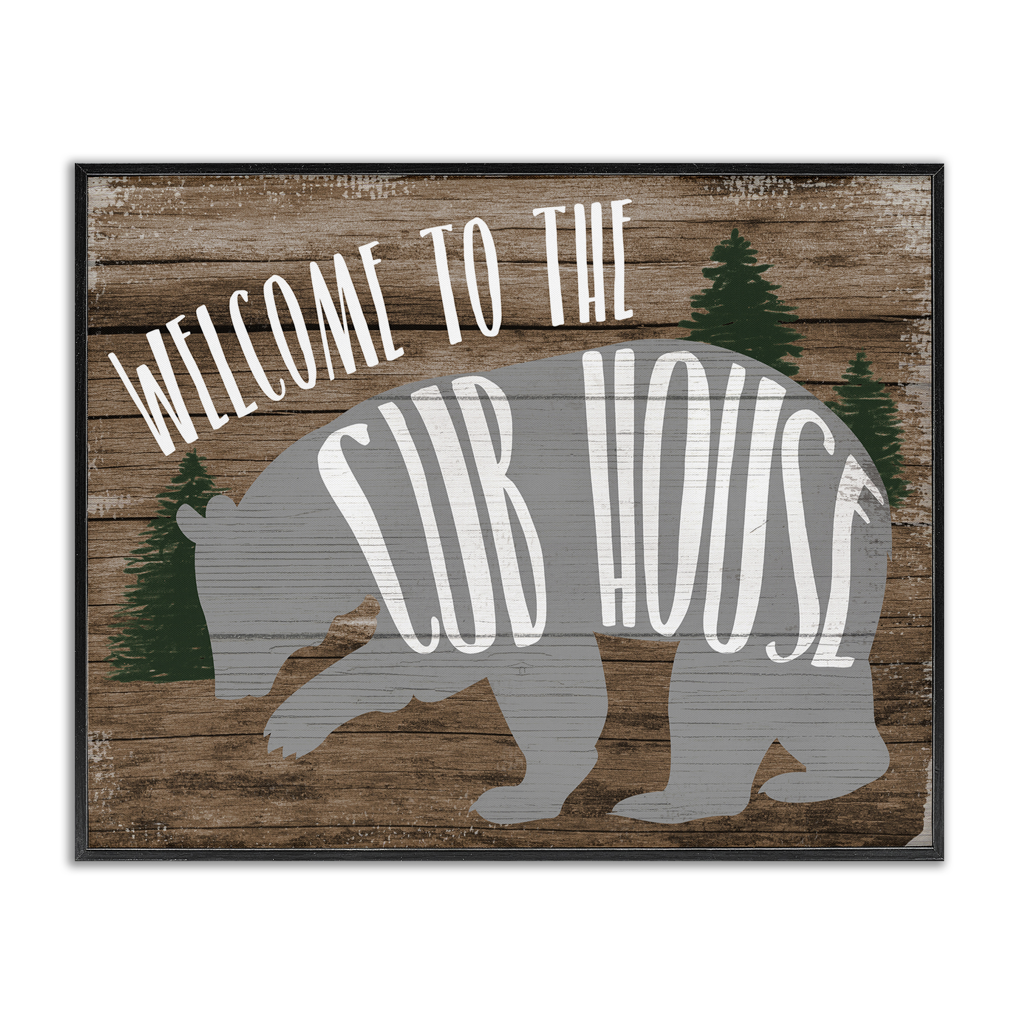 Stupell Industries Welcome Cub House Text & Numbers Painting Black Framed Art Print Wall Art, 20 x 16
