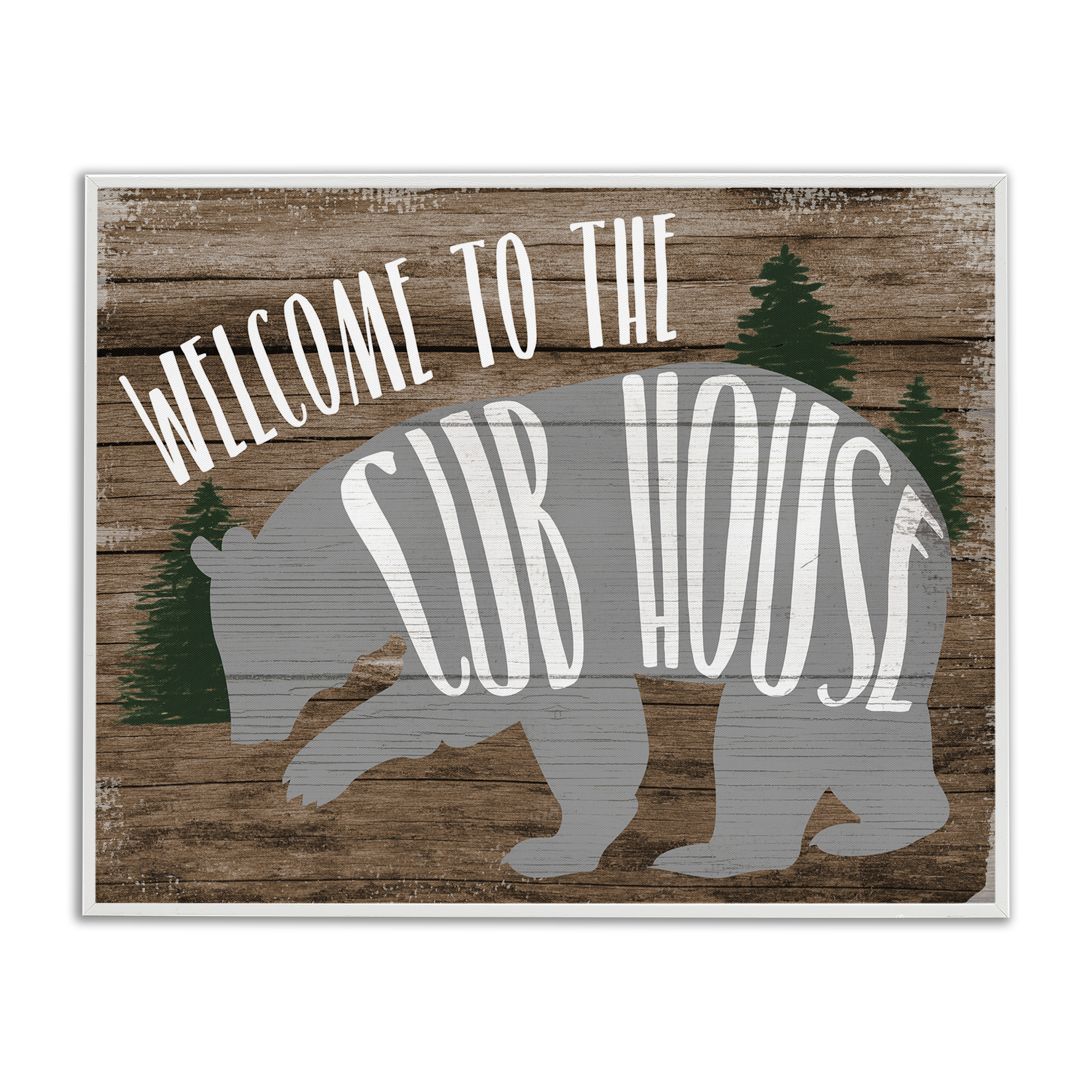 Stupell Industries Welcome Cub House Text & Numbers Painting White Framed Art Print Wall Art, 14 x 11