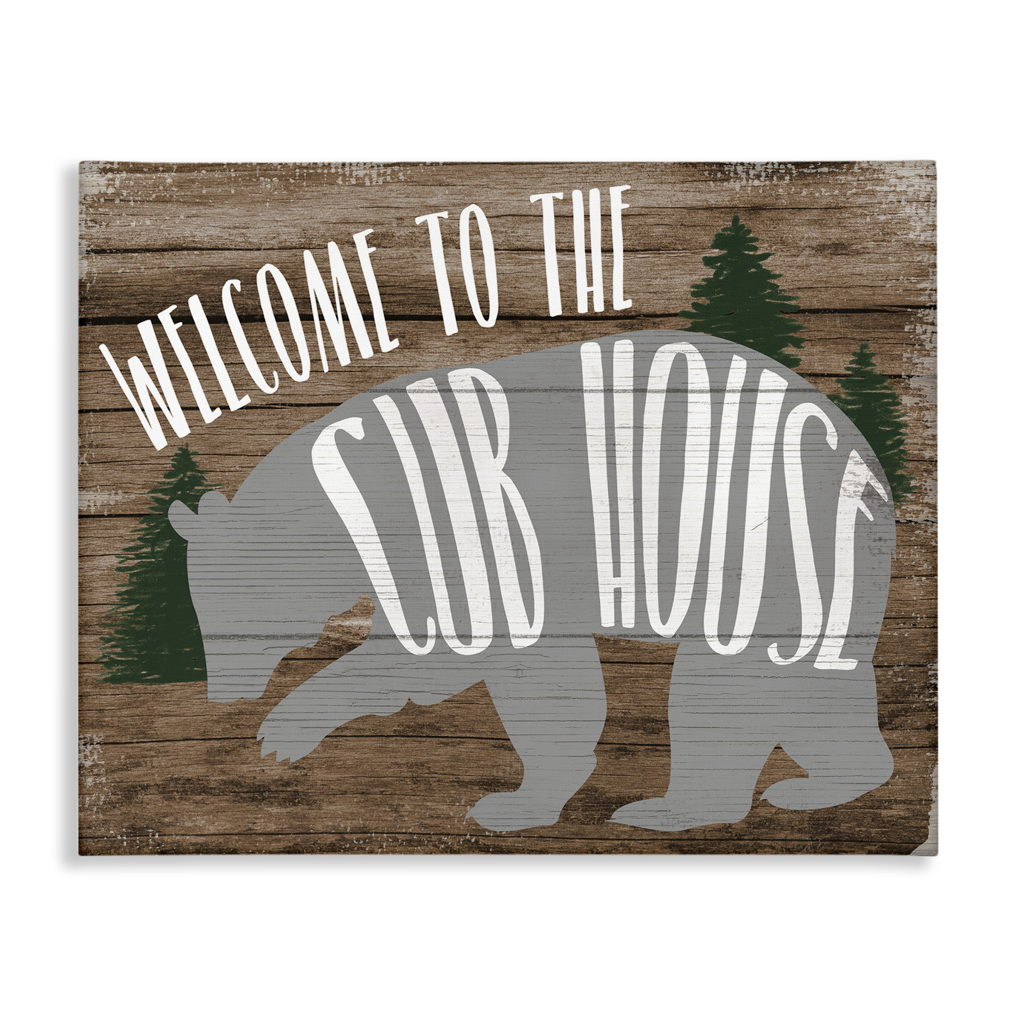 Stupell Industries Welcome Cub House Text & Numbers Painting Wrapped Canvas Art Print Wall Art, 30 x 24