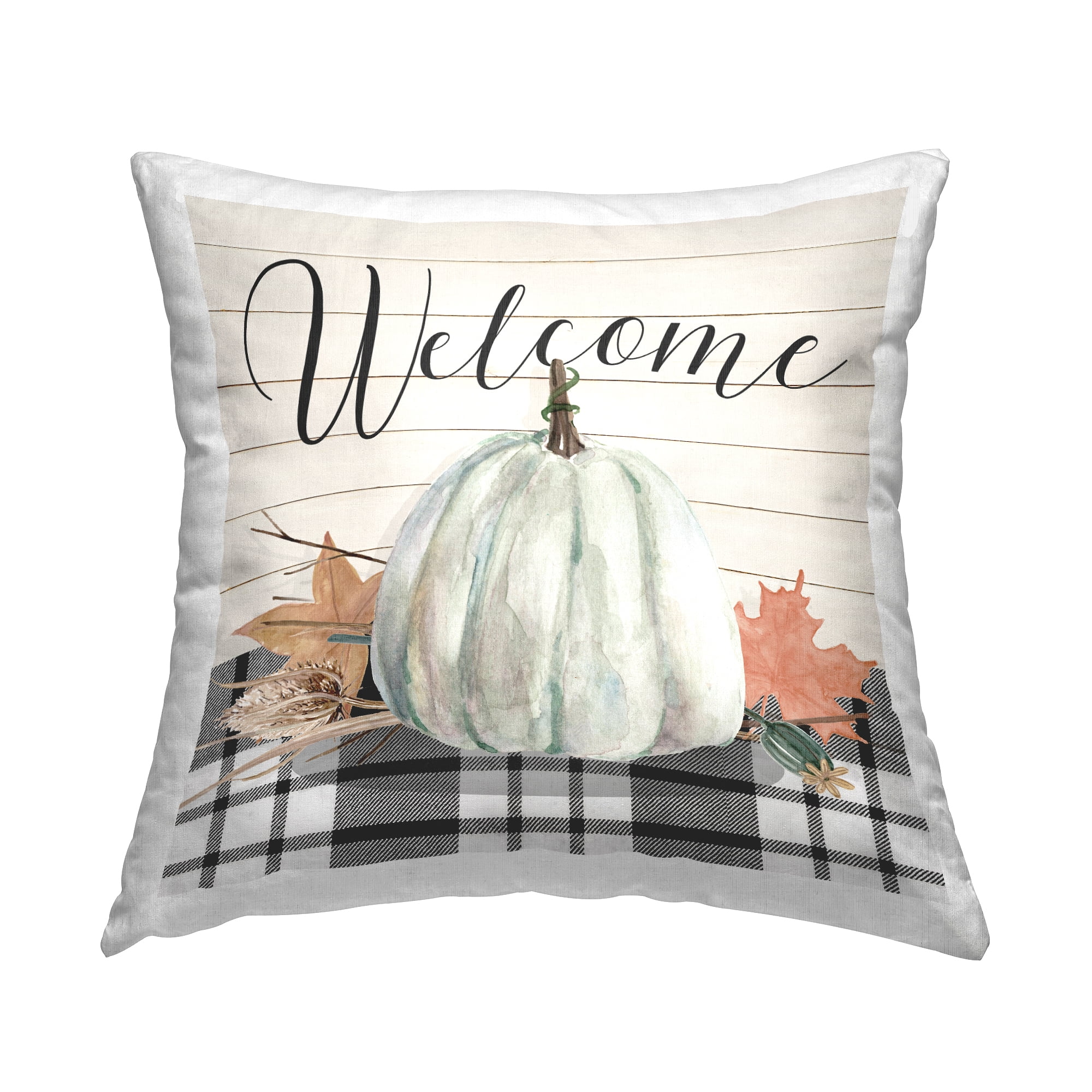Stupell Industries Welcome Fall Botanicals Square Decorative Printed Throw Pillow, 18 x 18