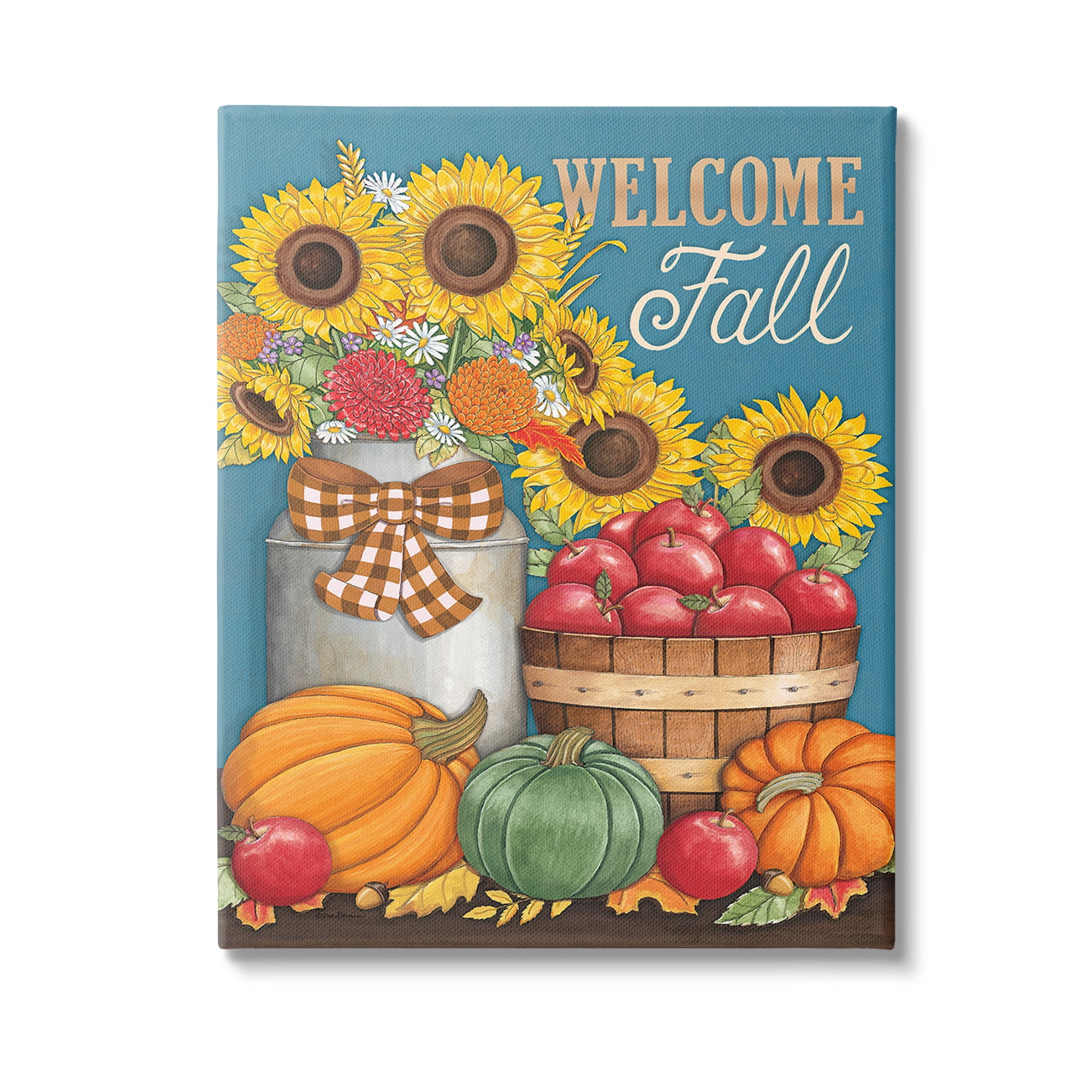 Stupell Industries Welcome Fall Harvest Botanical & Floral Painting Gallery Wrapped Canvas Art Print Wall Art, 36 x 48