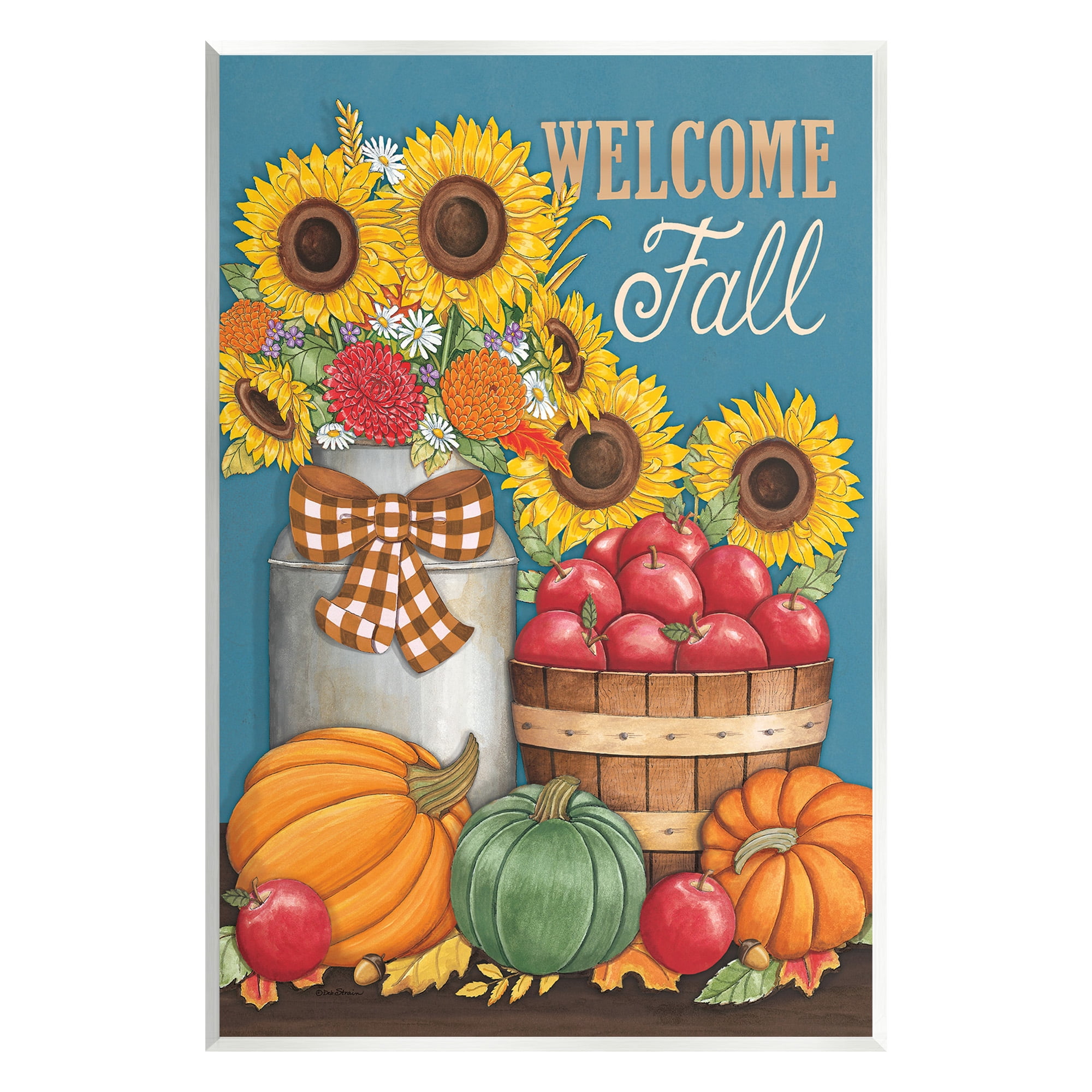 Stupell Industries Welcome Fall Harvest Botanical & Floral Painting Unframed Art Print Wall Art, 13 x 19