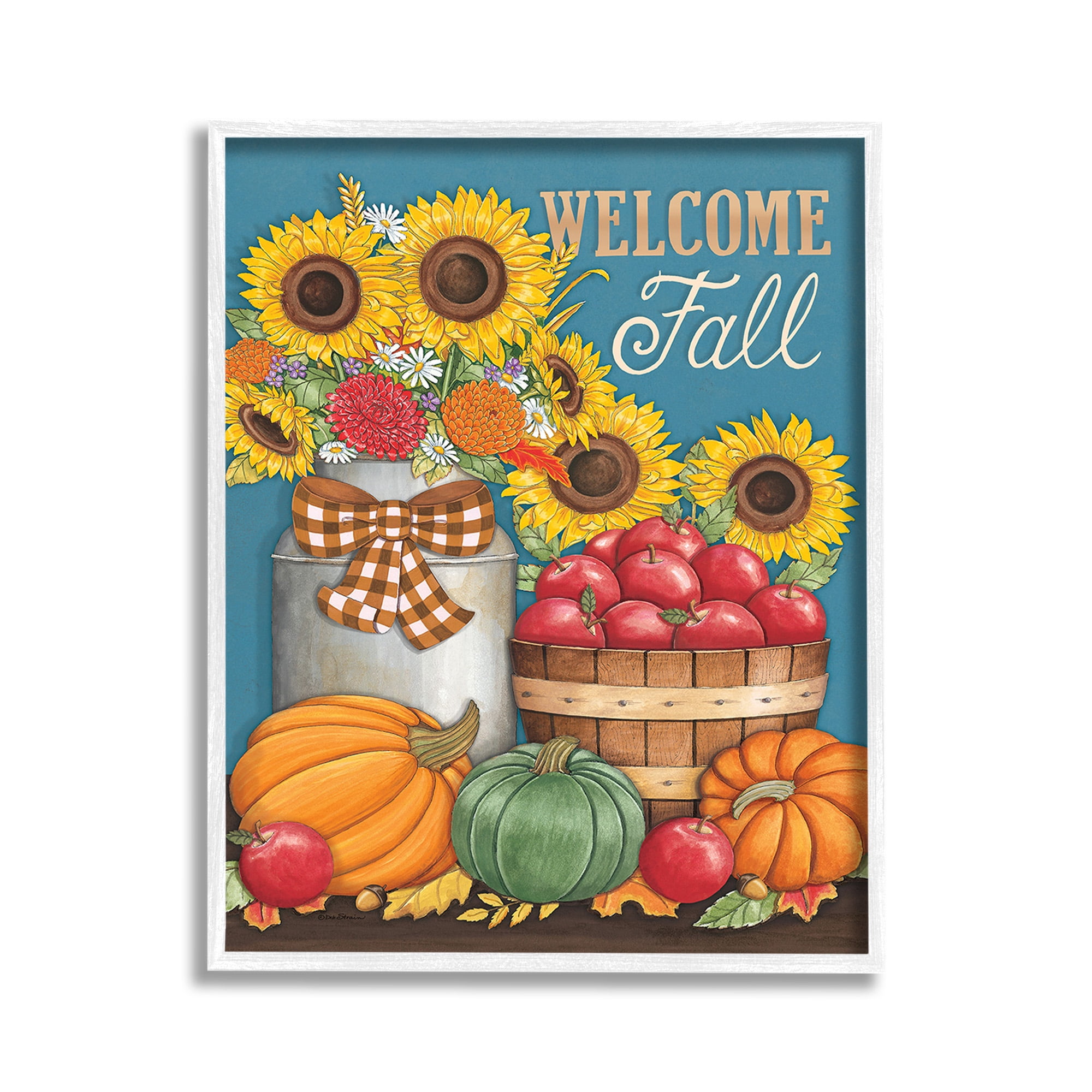 Stupell Industries Welcome Fall Harvest Botanical & Floral Painting White Framed Art Print Wall Art, 11 x 14