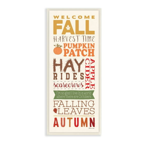 Stupell Industries Welcome Fall Harvest Time Seasonal Word Design Wall Plaque by Stephanie Workman Marrott