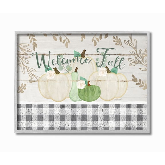 Stupell Industries Welcome Fall Phrase with Autumn Farm Pumpkins Designed by Jennifer Pugh