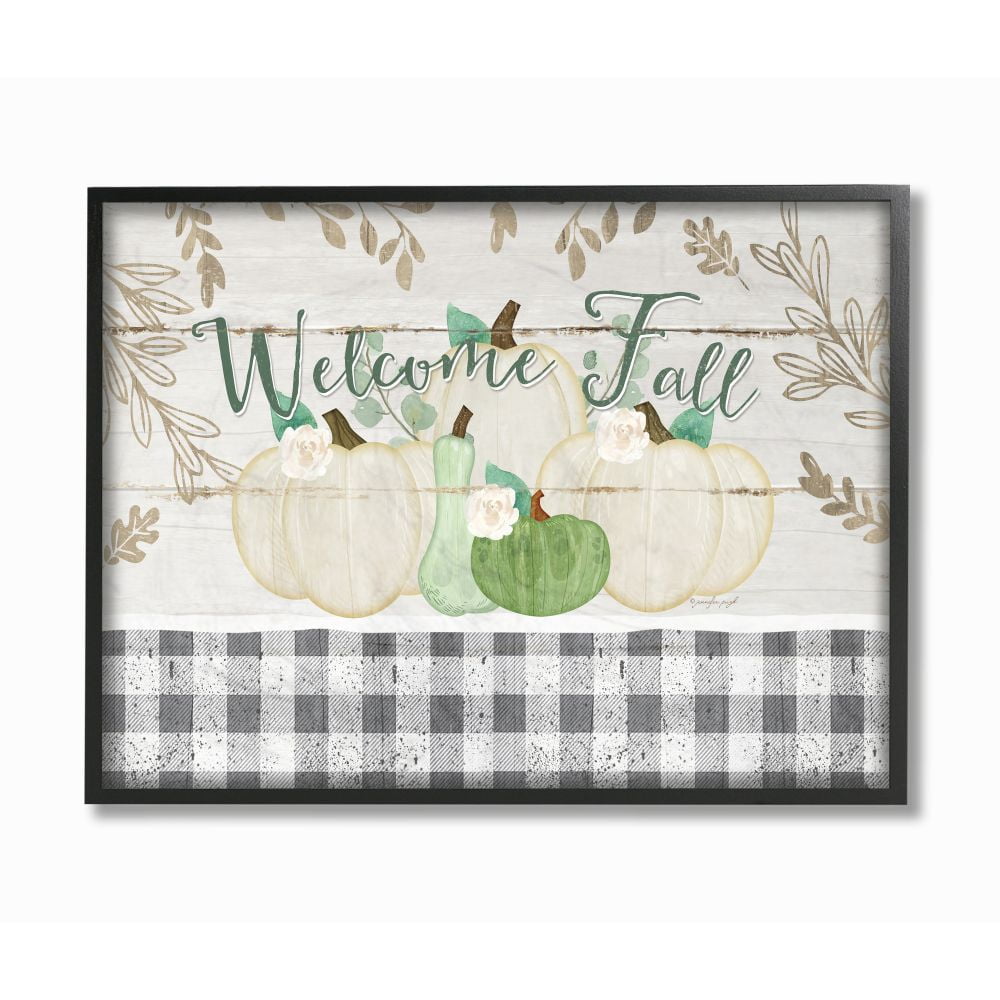 Stupell Industries Welcome Fall Phrase with Autumn Farm Pumpkins Designed by Jennifer Pugh