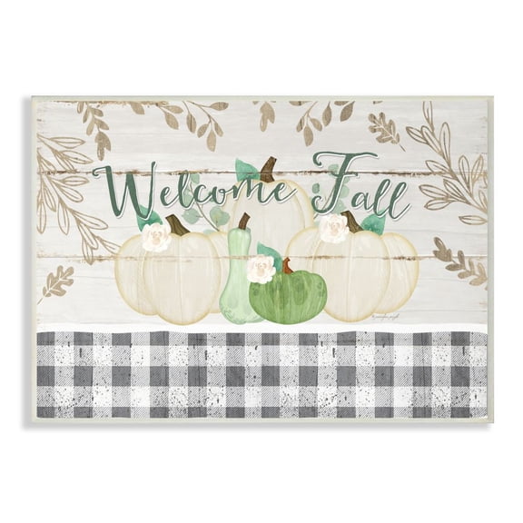 Stupell Industries Welcome Fall Phrase with Autumn Farm Pumpkins Designed by Jennifer Pugh