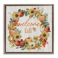 thumbnail image 1 of Stupell Industries Welcome Fall Pumpkin Wreath Botanical & Floral Painting Brown Floater Framed Canvas Art Prints Wall Art, 25 x 25, 1 of 10