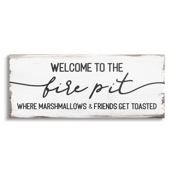 Stupell Industries Welcome Fire Pit Humorous Friends Camping Rustic Sign Graphic Art Gallery Wrapped Canvas Print Wall Art, Design by Daphne Polselli