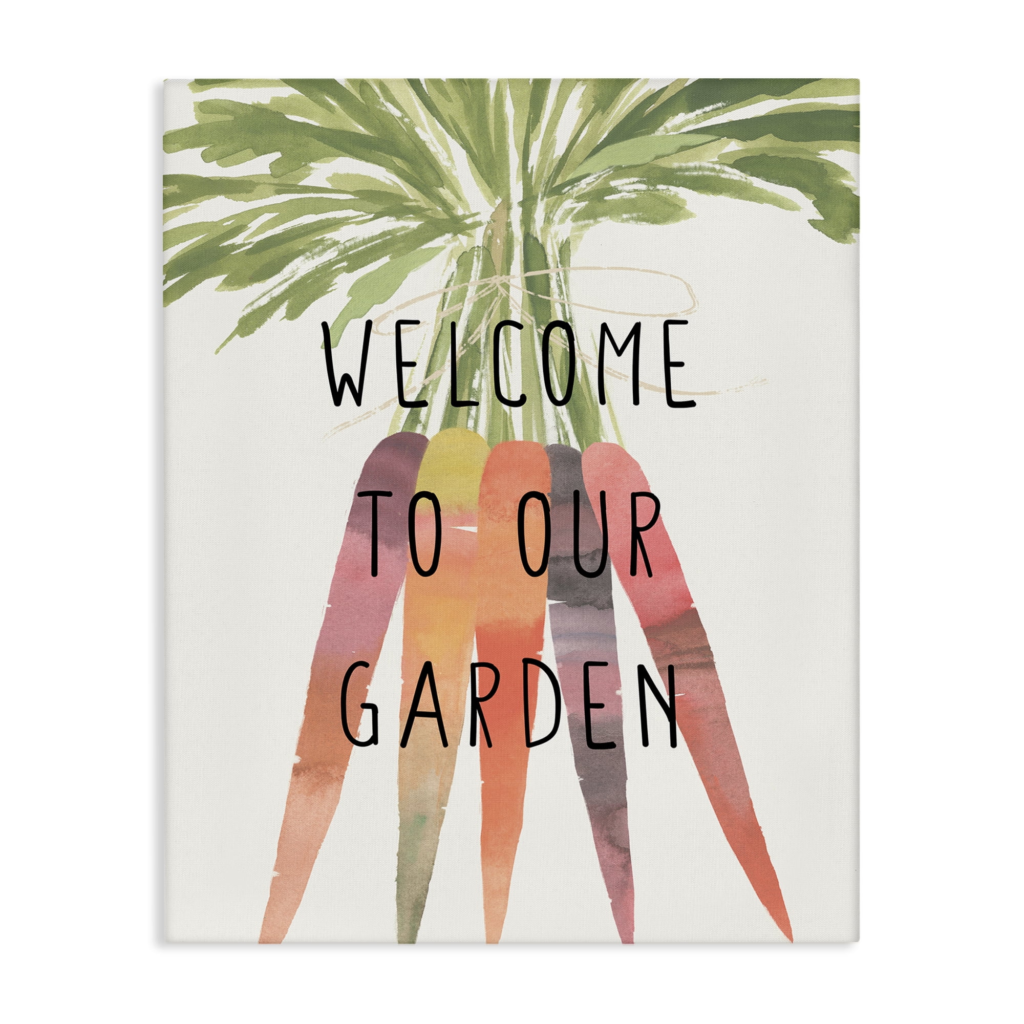 Stupell Industries Welcome Garden with Carrots Food & Beverage Painting Wrapped Canvas Art Print Wall Art, 16 x 20