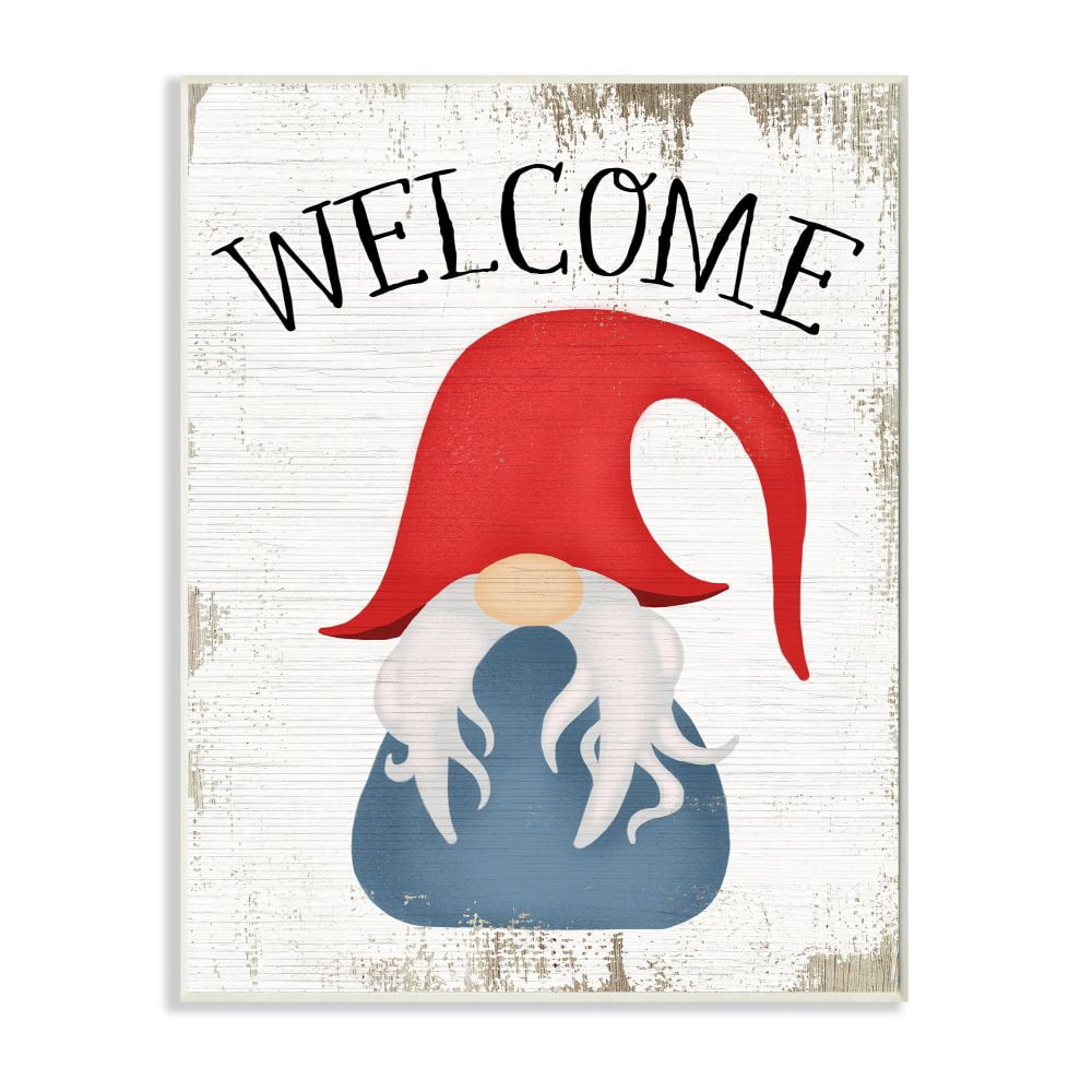 Stupell Industries Welcome Gnome Sign Mythical Garden Elf Pun Designed by Daphne Polselli