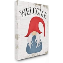 Stupell Industries Welcome Gnome Sign Mythical Garden Elf Pun Graphic Art Gallery-Wrapped Canvas Print Wall Art, 16x20, by Daphne Polselli