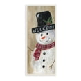 thumbnail image 1 of Stupell Industries Welcome Greeting Rustic Winter Snowman Festive Holly Hat, 7 x 17, Design by Nan, 1 of 5