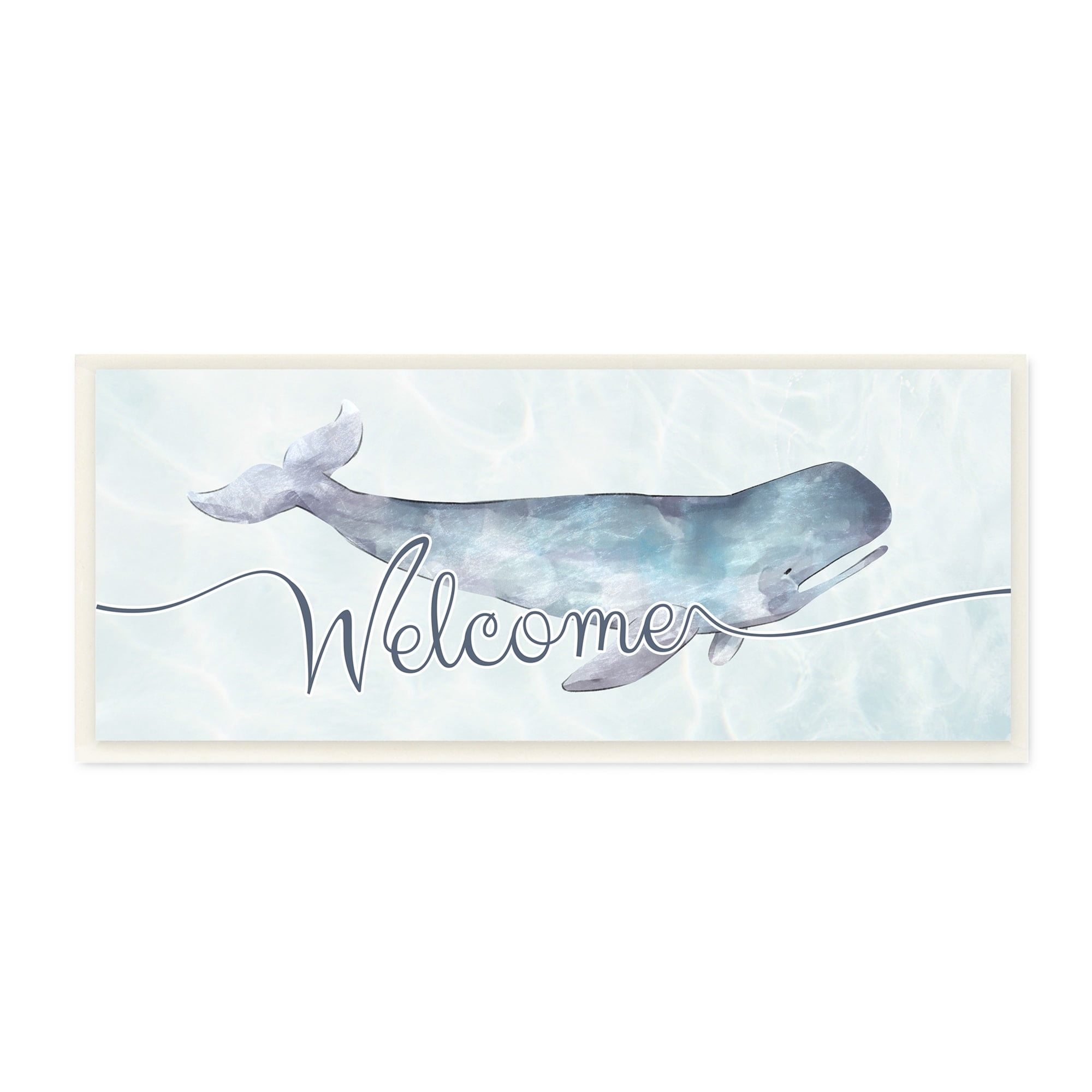 Stupell Industries Welcome Greeting Soft Tranquil Whale Ocean Animal, 17 x 7,Design by Ziwei Li