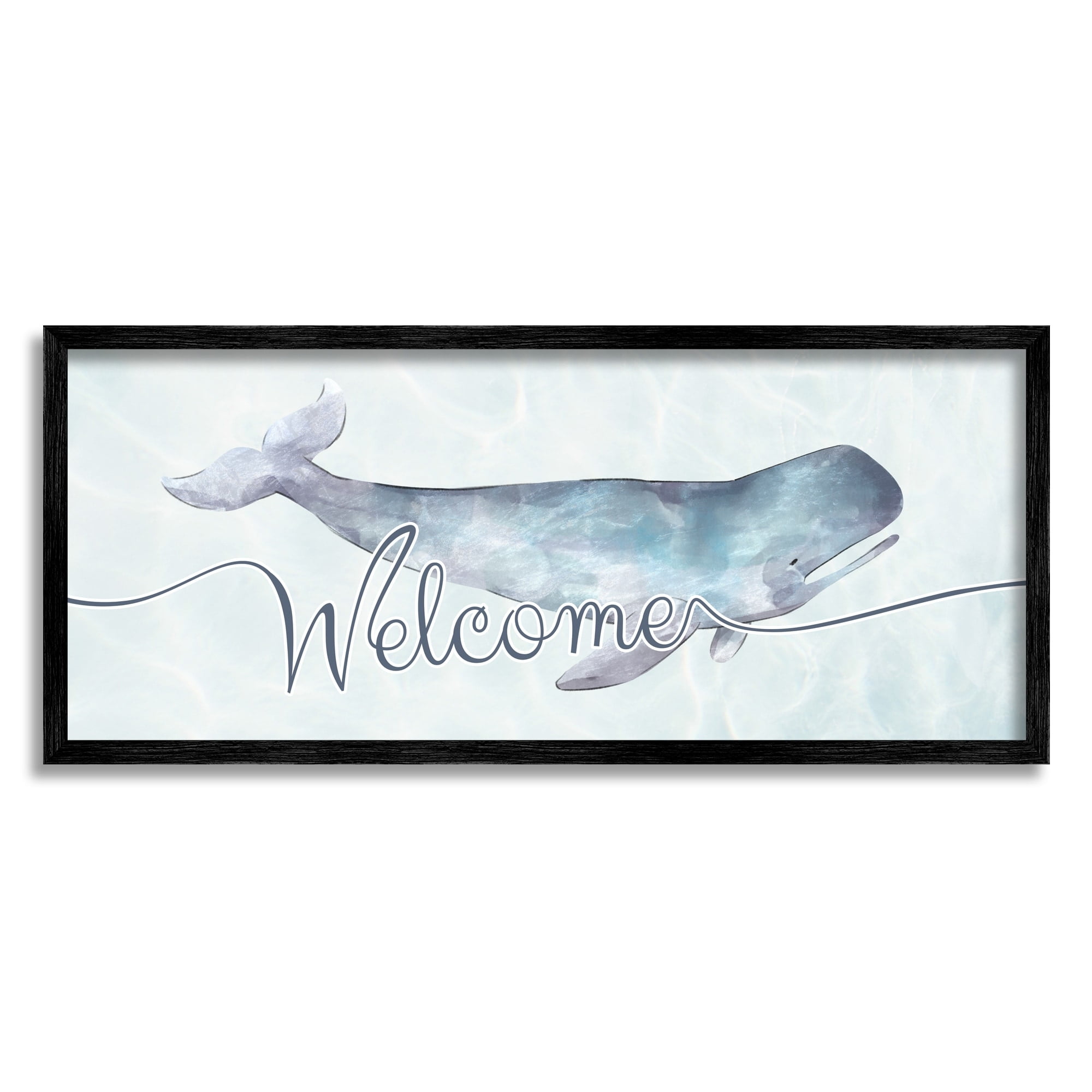 Stupell Industries Welcome Greeting Soft Tranquil Whale Ocean Animal, 24 x 10,Design by Ziwei Li