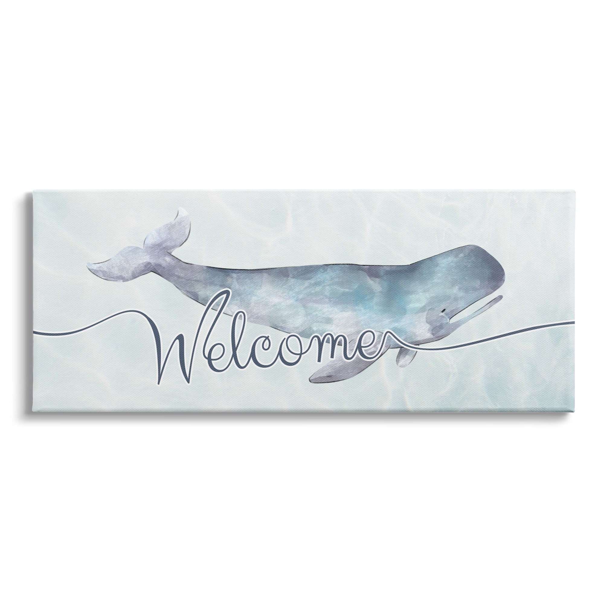 Stupell Industries Welcome Greeting Soft Tranquil Whale Ocean Animal, 40 x 17,Design by Ziwei Li