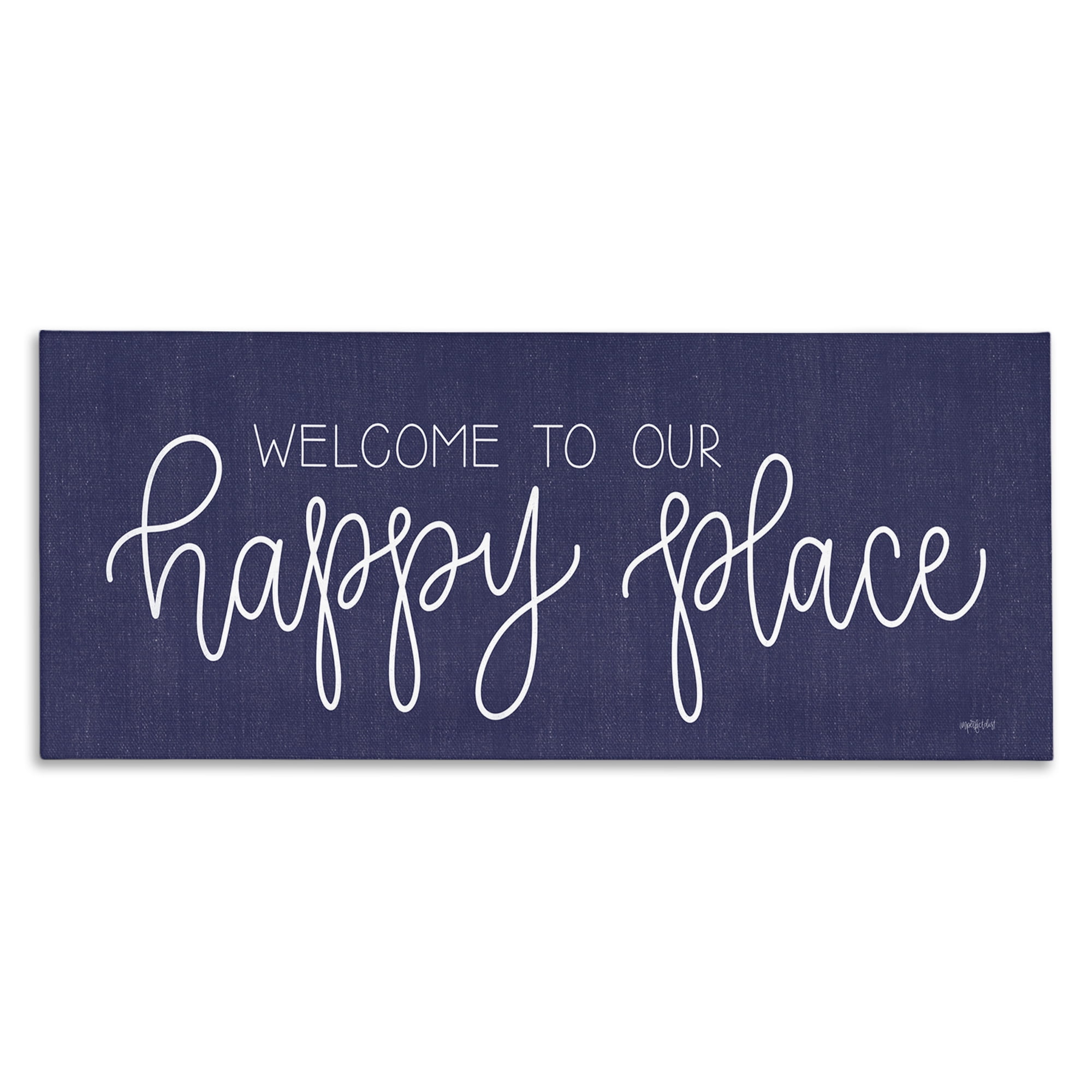 Stupell Industries Welcome Happy Place Typography Painting Gallery Wrapped Canvas Art Print Wall Art, 40 x 17