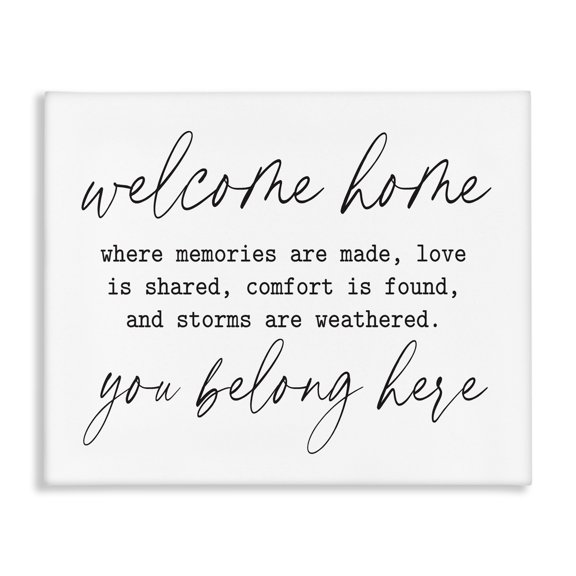 Stupell Industries Rustic Lodge Welcome Home Belonging Family Quote Casual Script Canvas Art, 40 x 30, by Lettered and Lined