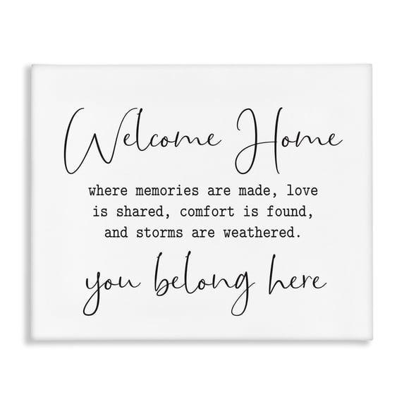 Stupell Industries Modern Welcome Home Family Home Black And White Inspirational Word Design Canvas Art, 30 x 24, by Lettered and Lined