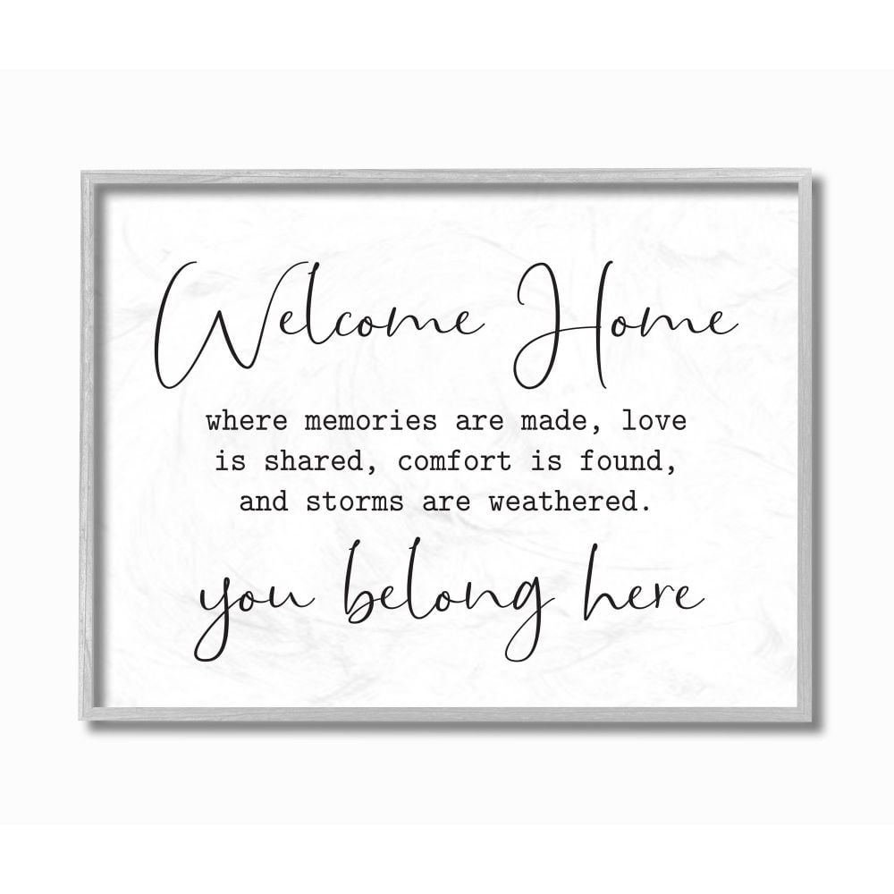 Stupell Industries Welcome Home Family Home Black And White Inspirational Word Design Framed Wall Art by Lettered and Lined