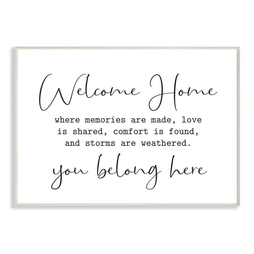 Stupell Industries Welcome Home Family Home Black And White Inspirational Word Design Wall Plaque by Lettered and Lined