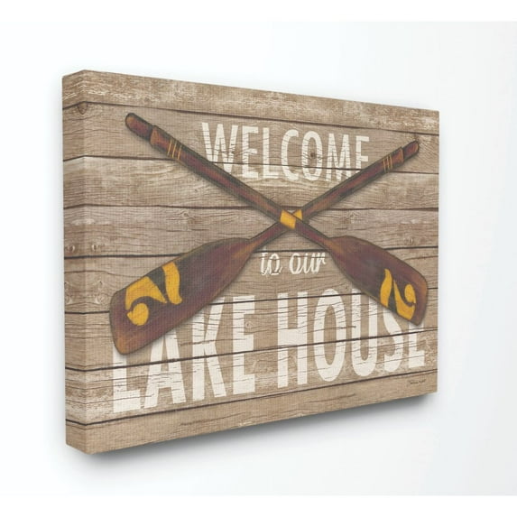 Stupell Industries Welcome Lake House Country Home Word Design Super Canvas Wall Art by Stephanie Workman Marrott