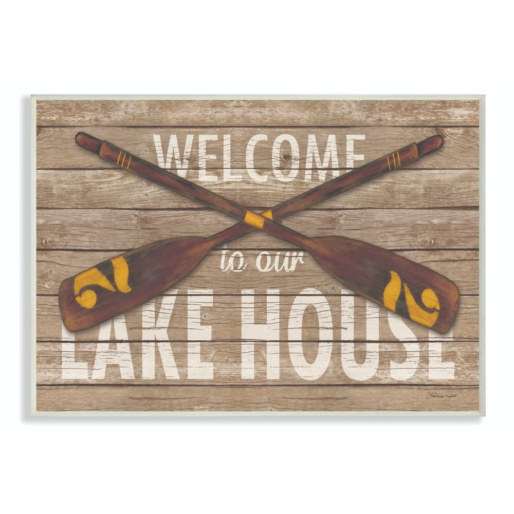 Stupell Industries Welcome Lake House Country Home Word Design Wall Plaque Art by Stephanie Workman Marrott