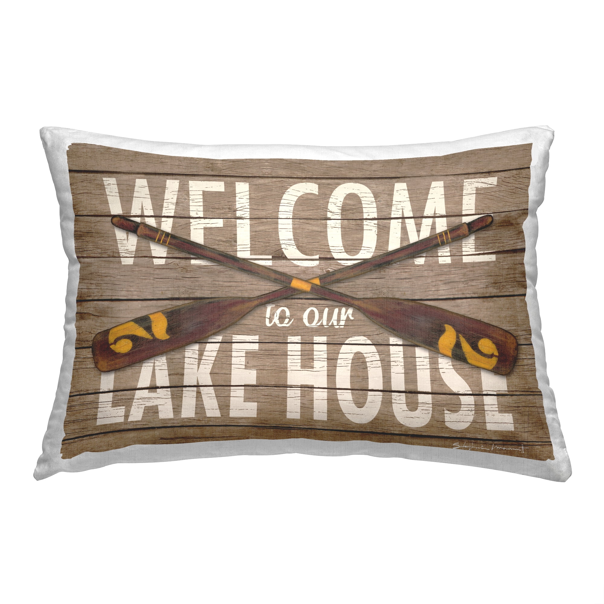 Stupell Industries Welcome Lake House Decorative Printed Throw Pillow, 14 x 20