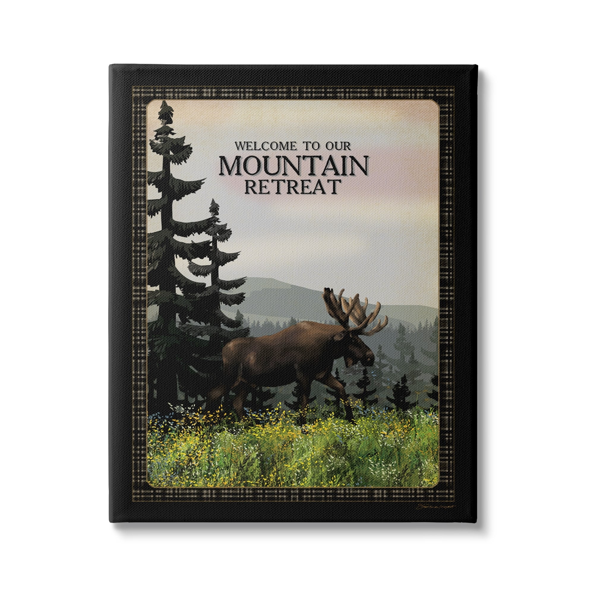 Stupell Industries Welcome Mountain Retreat Quote Moose Wildlife Tree Forest, 24 x 30, Design by Stephanie Workman Marrott