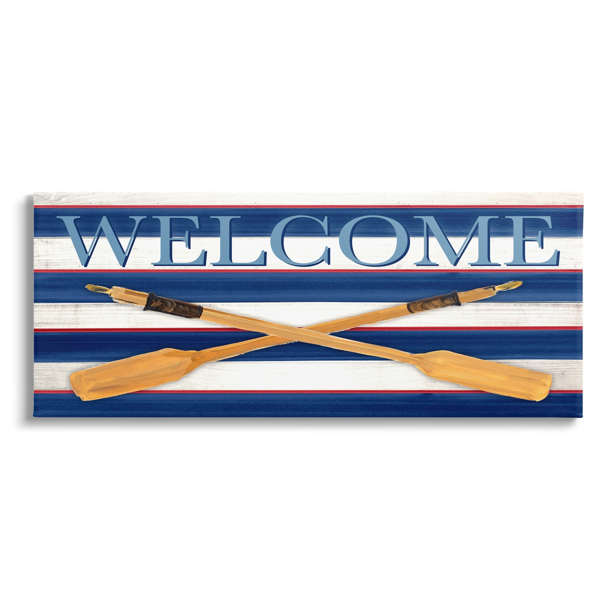 Stupell Industries Welcome Oars Symbol Water Waves Patterned Sign,30 x 13, Design by Julie DeRice