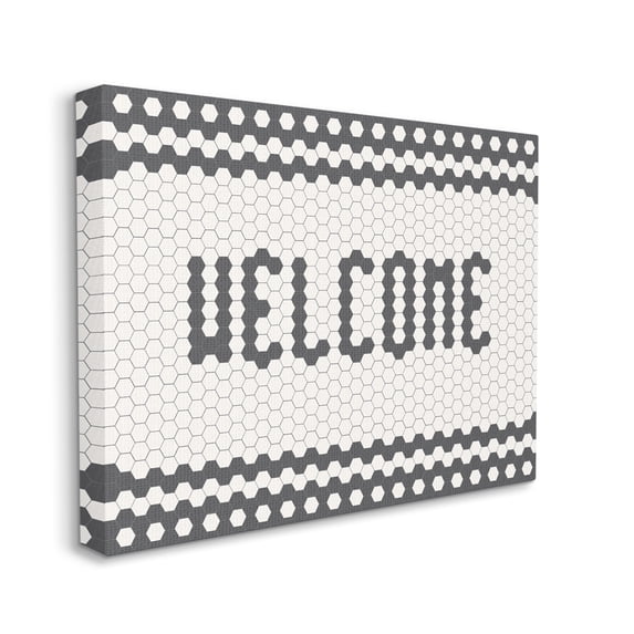 Stupell Industries Welcome Phrase Café Bistro Tile Geometric Pattern, 24 x 30, Designed by Caroline Alfreds