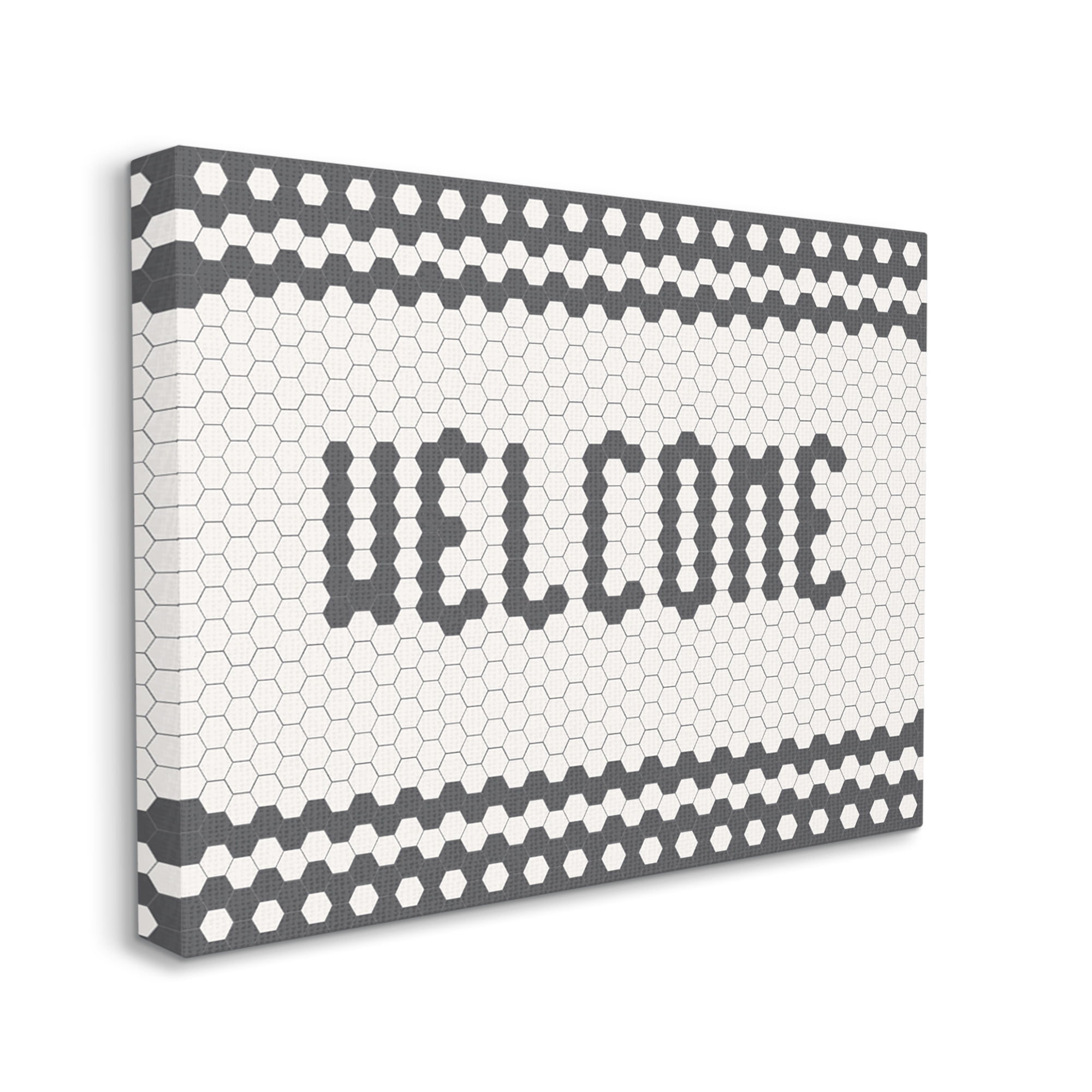 Stupell Industries Welcome Phrase CafÃ© Bistro Tile Geometric Pattern, 36 x 48, Designed by Caroline Alfreds