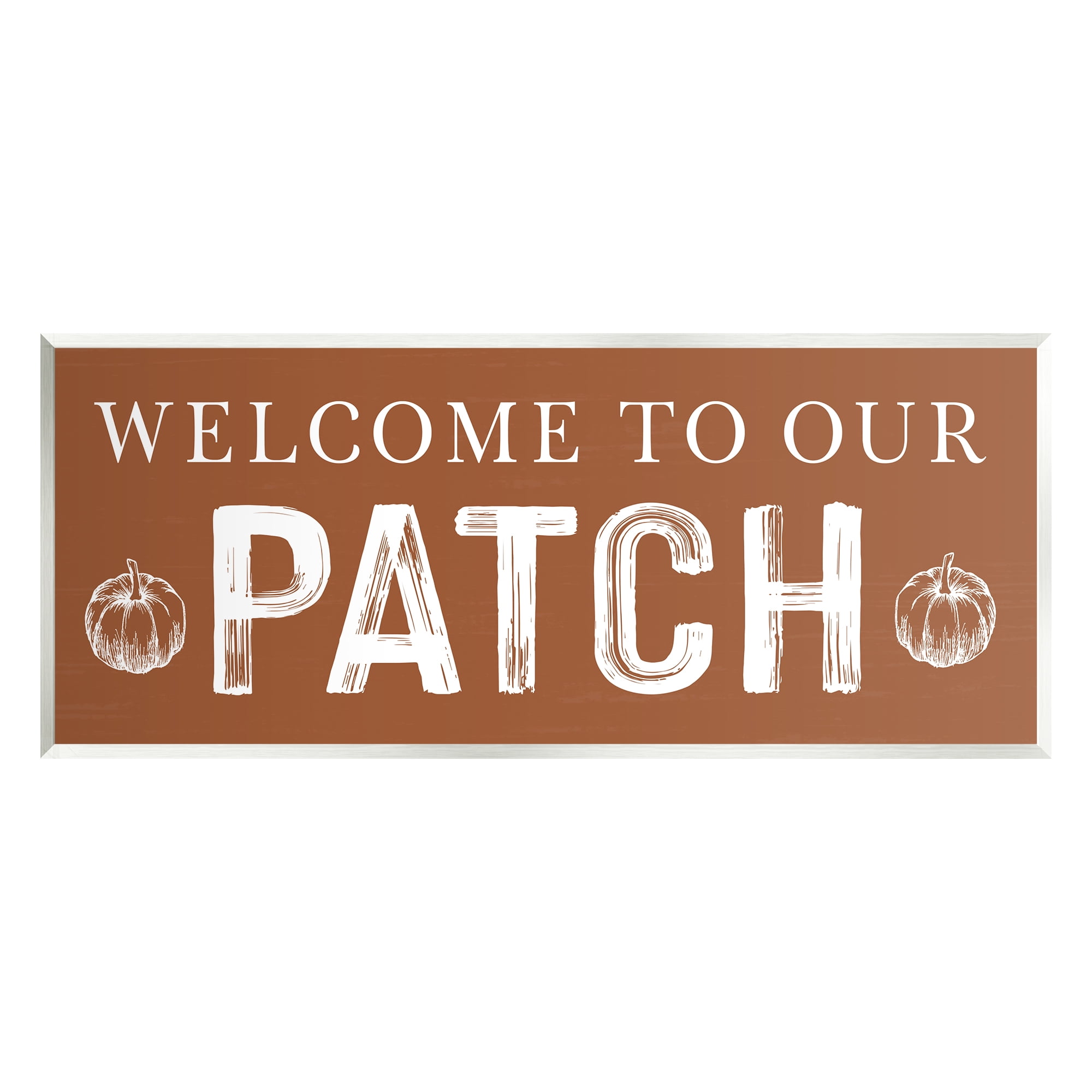 Stupell Industries Welcome Pumpkin Patch Holiday Painting Unframed Art Print Wall Art, 17 x 7