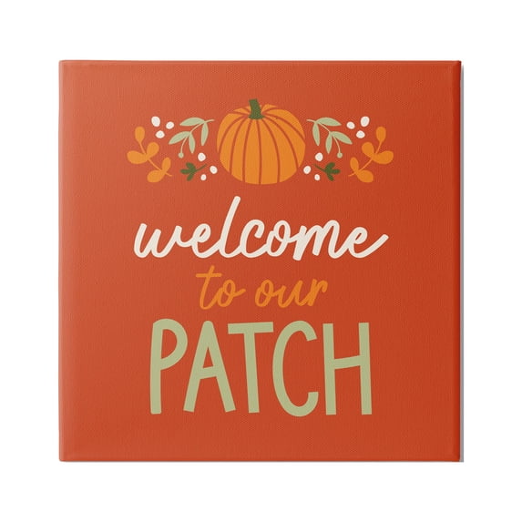 Stupell Industries Welcome Pumpkin Patch Phrase Holiday Painting Gallery Wrapped Canvas Print Wall Art, 24 x 24